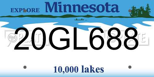 20GL688 Minnesota License Plate
