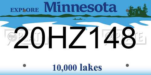 20HZ148 Minnesota License Plate