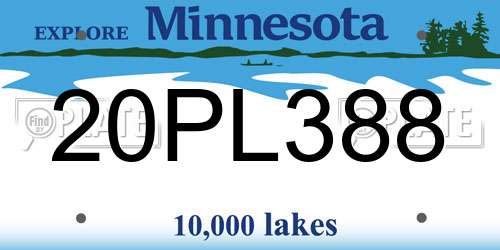 20PL388 Minnesota License Plate