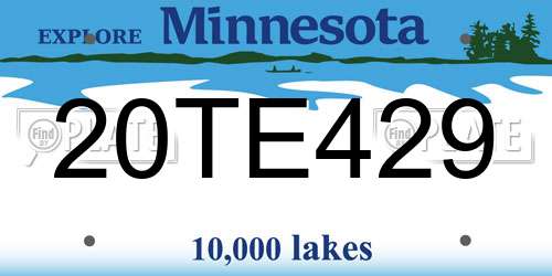 20TE429 Minnesota License Plate