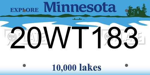 20WT183 Minnesota License Plate
