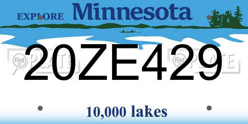 20ZE429 Minnesota License Plate