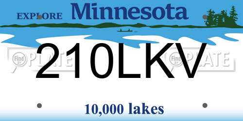 210LKV Minnesota License Plate