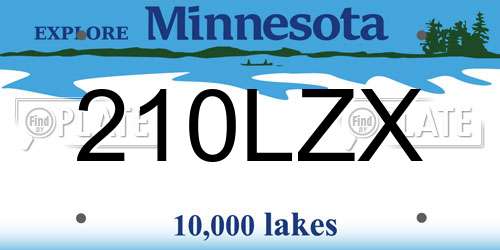 210LZX Minnesota License Plate