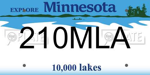 210MLA Minnesota License Plate