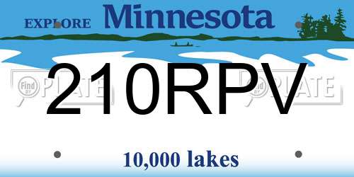 210RPV Minnesota License Plate