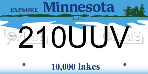 210UUV Minnesota License Plate