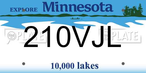 210VJL Minnesota License Plate
