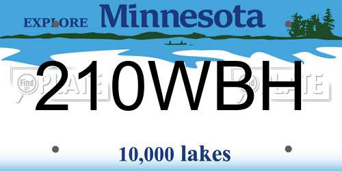 210WBH Minnesota License Plate