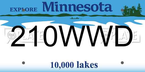 210WWD Minnesota License Plate