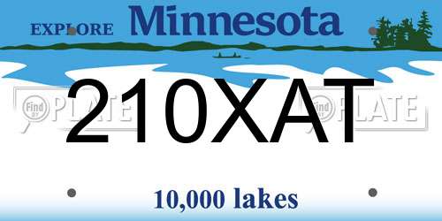 210XAT Minnesota License Plate