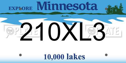 210XL3 Minnesota License Plate