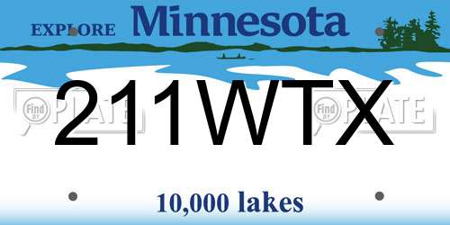 211WTX Minnesota License Plate