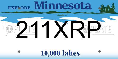 211XRP Minnesota License Plate