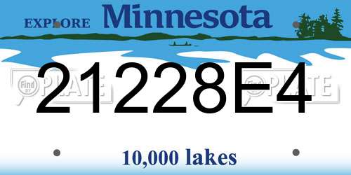 21228E4 Minnesota License Plate