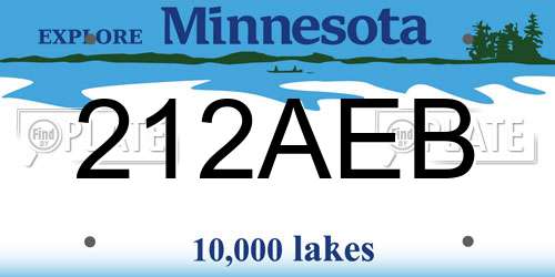 212AEB Minnesota License Plate