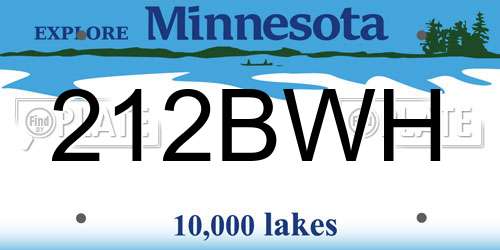 212BWH Minnesota License Plate