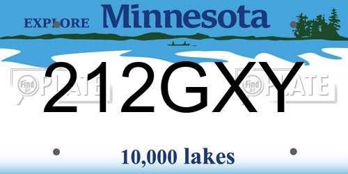 212GXY Minnesota License Plate