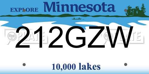 212GZW Minnesota License Plate
