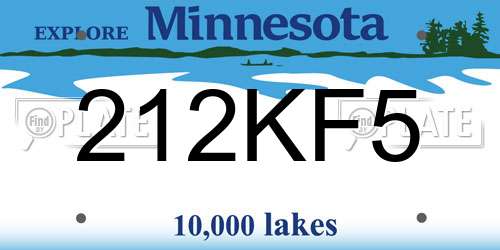 212KF5 Minnesota License Plate