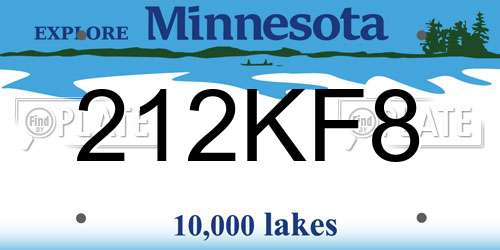 212KF8 Minnesota License Plate