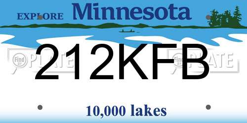 212KFB Minnesota License Plate