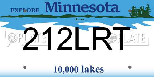 212LRT Minnesota License Plate