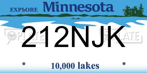 212NJK Minnesota License Plate