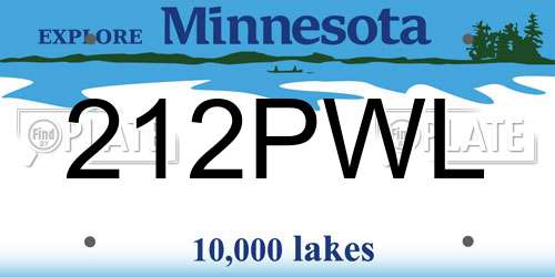 212PWL Minnesota License Plate