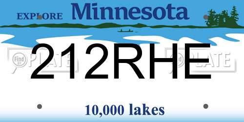 212RHE Minnesota License Plate