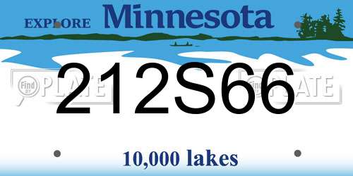 212S66 Minnesota License Plate