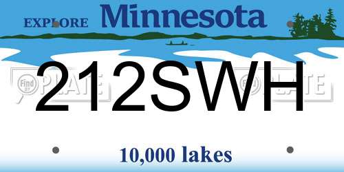 212SWH Minnesota License Plate