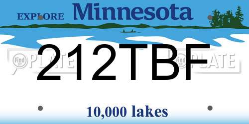 212TBF Minnesota License Plate