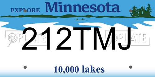 212TMJ Minnesota License Plate
