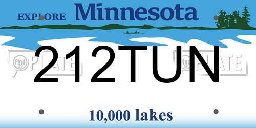 212TUN Minnesota License Plate