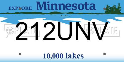 212UNV Minnesota License Plate