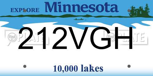 212VGH Minnesota License Plate