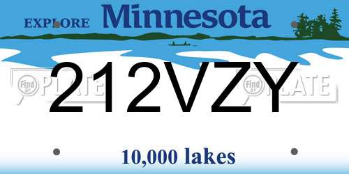 212VZY Minnesota License Plate