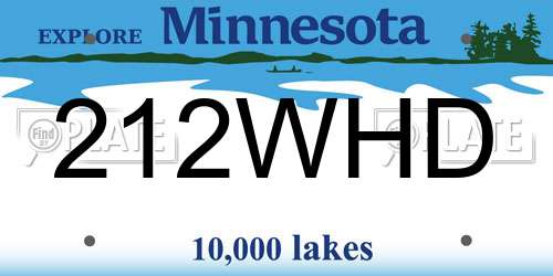 212WHD Minnesota License Plate