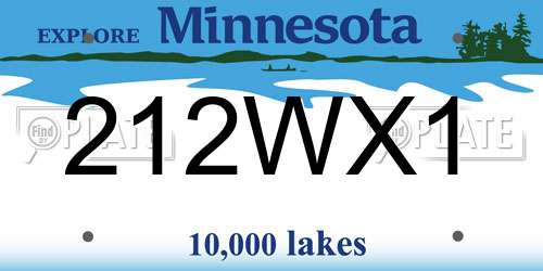 212WX1 Minnesota License Plate
