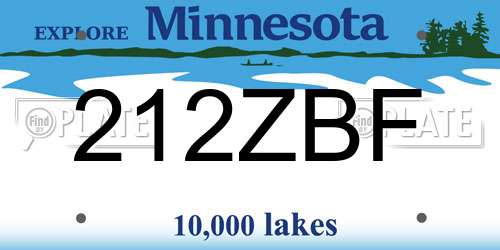 212ZBF Minnesota License Plate