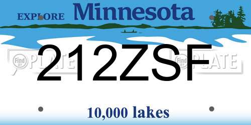 212ZSF Minnesota License Plate