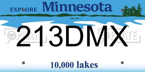 213DMX Minnesota License Plate