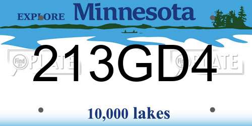 213GD4 Minnesota License Plate