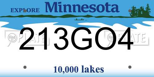 213GO4 Minnesota License Plate