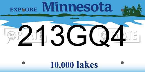 213GQ4 Minnesota License Plate
