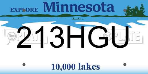 213HGU Minnesota License Plate