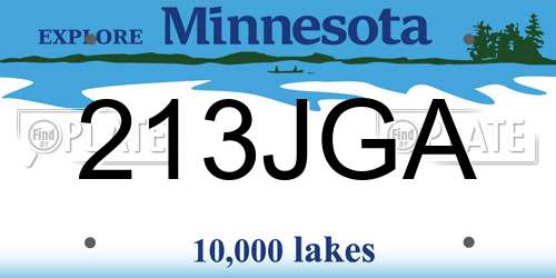 213JGA Minnesota License Plate