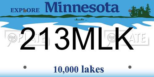213MLK Minnesota License Plate