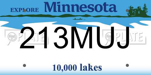 213MUJ Minnesota License Plate